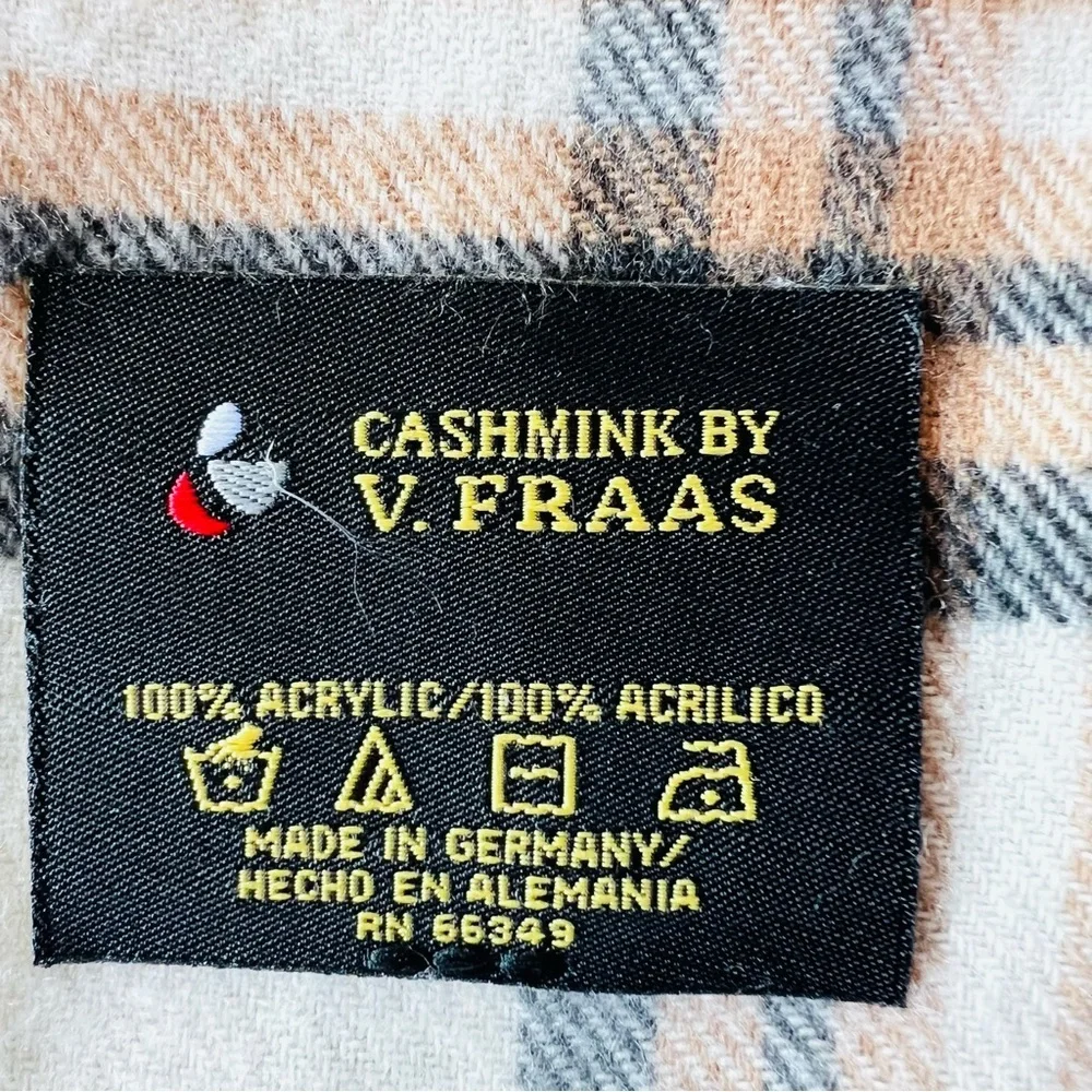 Bundle of 2 PLAID FRINGE SCARVES NEUTRAL COLORS MADE IN ITALY, GERMANY CASHMINK